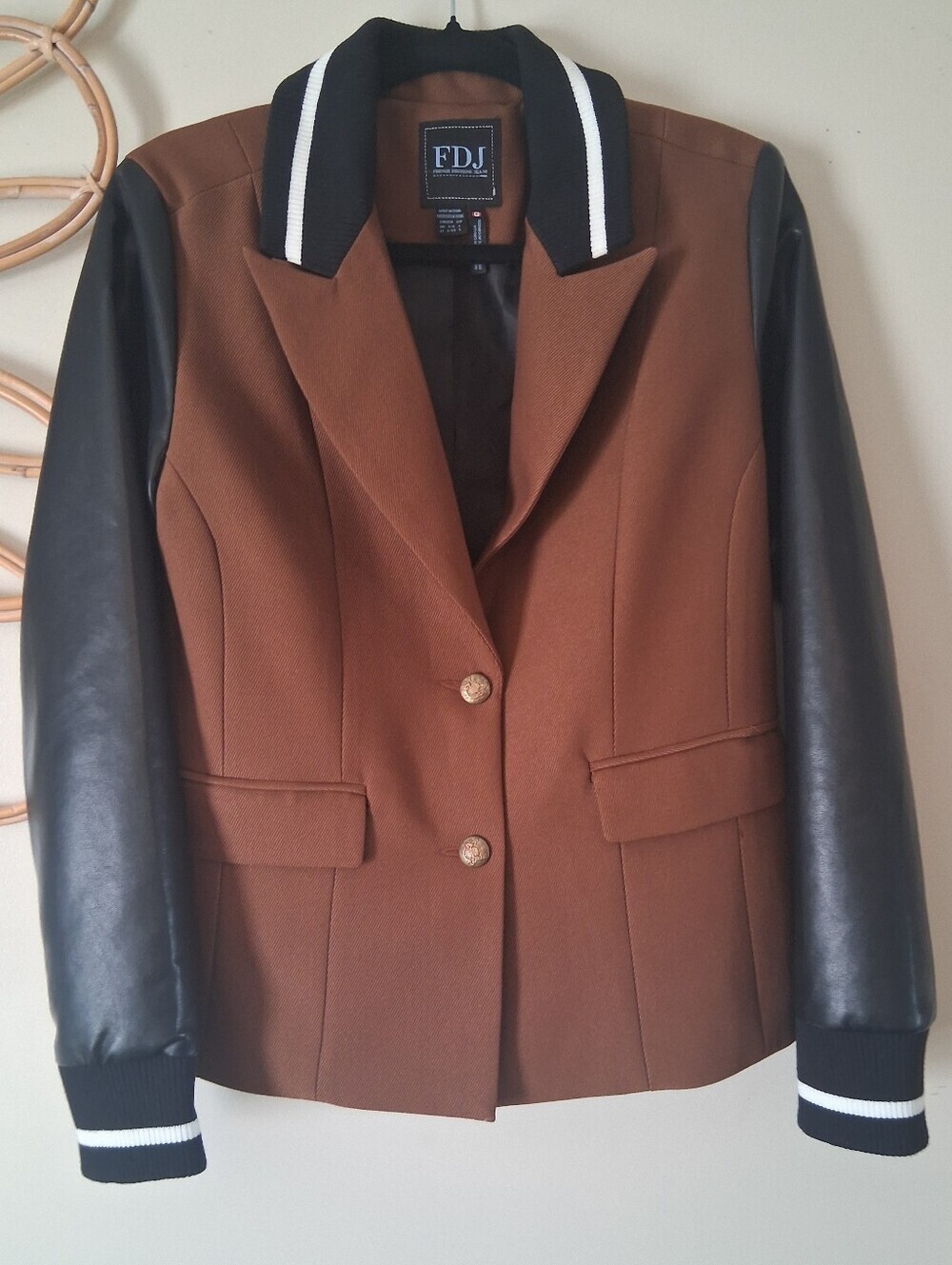 FDJ French Dressing Jeans Mixed Media Blazer in Espresso Size S - Picture 5 of 13